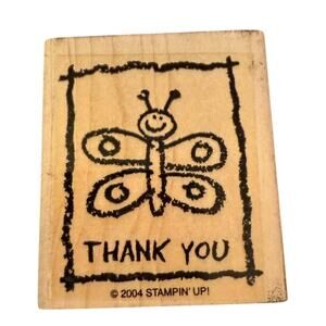 Stampin’ Up Vintage 2004 Thank You Butterfly Rubber Stamp